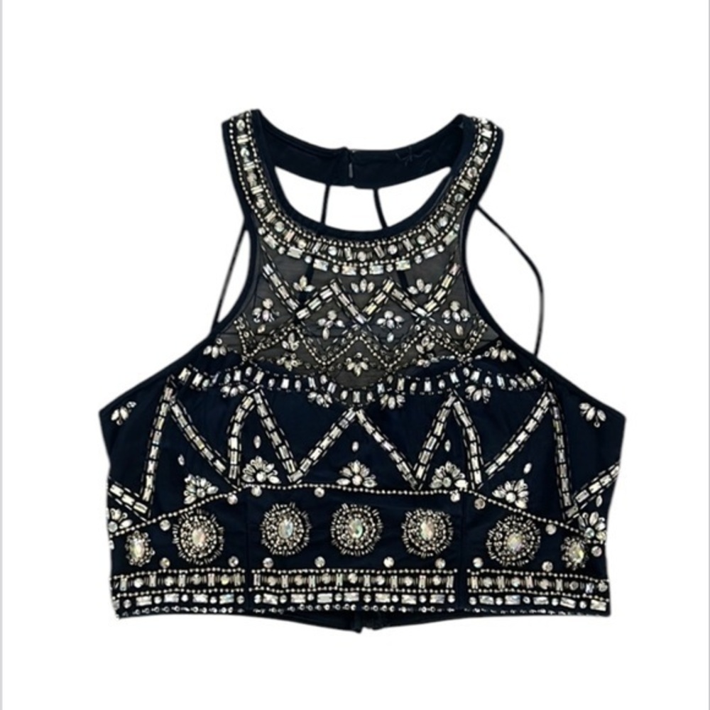 B. Darlin rhinestone beaded halter crop top size 13/14